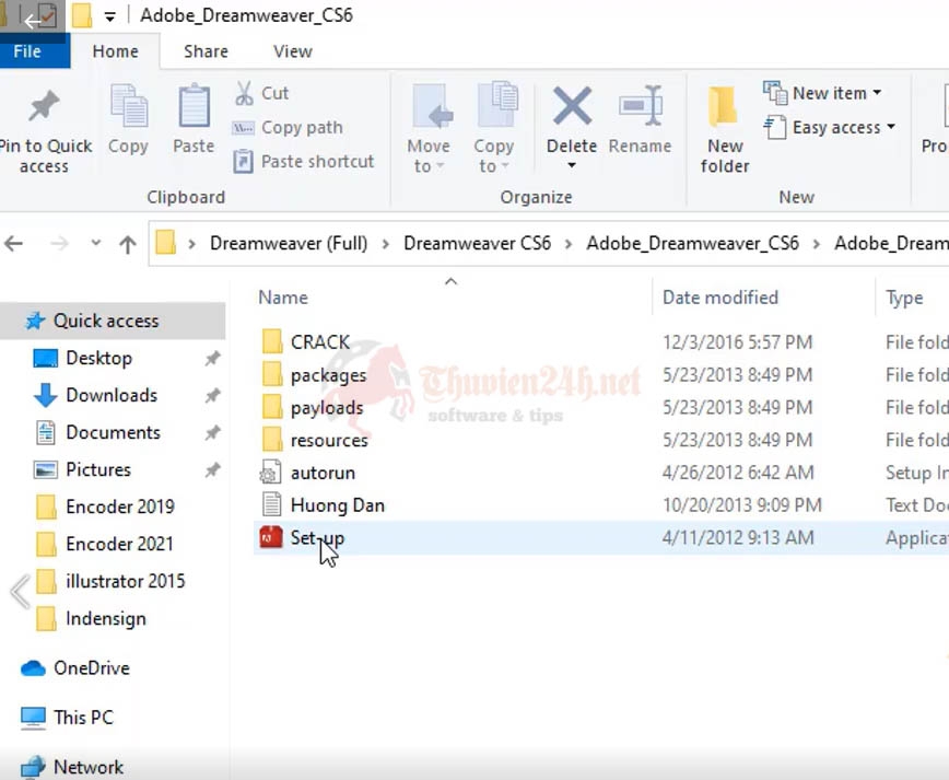 Chạy File Set-up Adobe Dreamweaver CS6