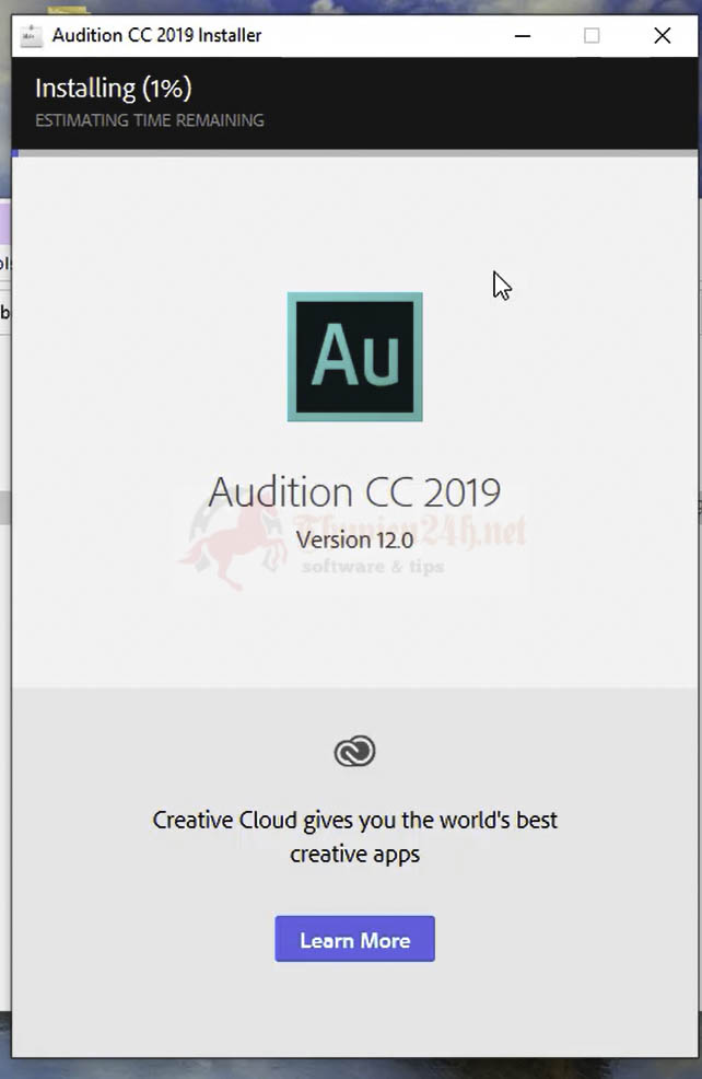 Đợi cài đặt Adobe Audition 2019