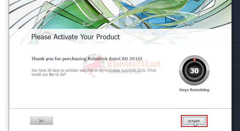 Kích hoạt Autocad 2016