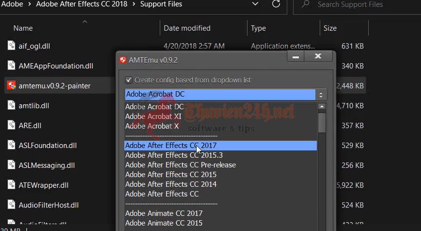 Chọn phiên bản Adobe After Effect CC 2017.